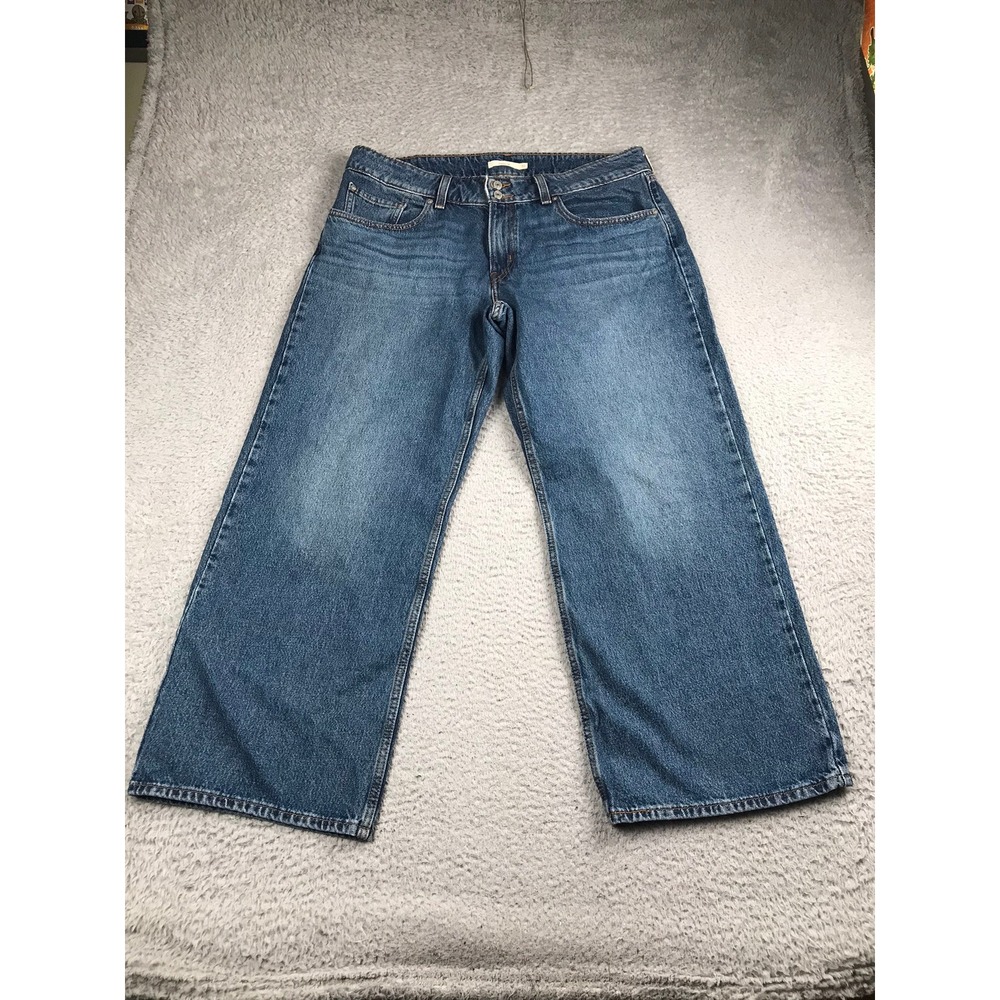 Levis Superlow Jeans Women 33 (37x29) Blue‎ Baggy Wide Leg Low Rise Denim